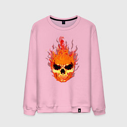 Свитшот хлопковый мужской Огненный злой череп, цвет: светло-розовый