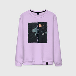 Свитшот хлопковый мужской Оранжевая луна и ночные путешествия, цвет: лаванда