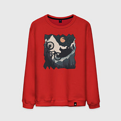 Свитшот хлопковый мужской Оранжевая луна и маунтин байк, цвет: красный