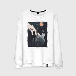 Свитшот хлопковый мужской Оранжевая луна и дикий альпинизм, цвет: белый
