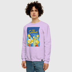Свитшот хлопковый мужской Семейка Симпсонов - Гомер, Мардж и их отпрыски, цвет: лаванда — фото 2