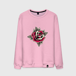 Свитшот хлопковый мужской Бутон розы, цвет: светло-розовый