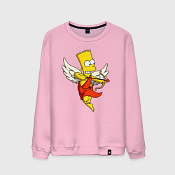 Свитшот хлопковый мужской Барт Симпсон - купидон, цвет: светло-розовый
