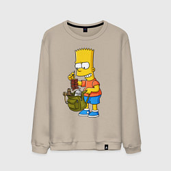 Мужской свитшот Барт Симпсон разбирает свой рюкзак