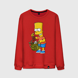 Мужской свитшот Барт Симпсон разбирает свой рюкзак