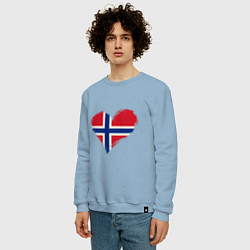 Свитшот хлопковый мужской Сердце - Норвегия, цвет: мягкое небо — фото 2