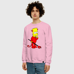 Свитшот хлопковый мужской Bart Simpson - devil, цвет: светло-розовый — фото 2