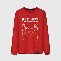Свитшот хлопковый мужской Red Hot Chili Peppers rock cat, цвет: красный