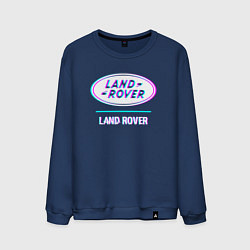 Свитшот хлопковый мужской Значок Land Rover в стиле glitch, цвет: тёмно-синий