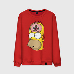 Мужской свитшот Мартышка бьёт в тарелки в голове Гомера Симпсона
