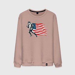 Свитшот хлопковый мужской Американский футбол с флагом США, цвет: пыльно-розовый