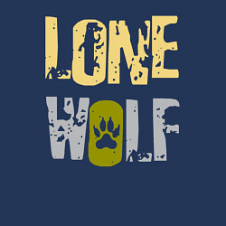 Свитшот хлопковый мужской Lone Wolf - одинокий волк, цвет: тёмно-синий — фото 2