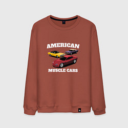 Свитшот хлопковый мужской Dodge American Muscle Car, цвет: кирпичный