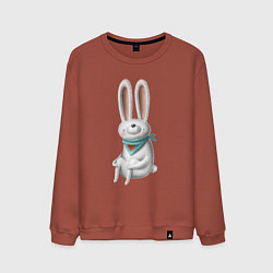Свитшот хлопковый мужской Сидячий зайчик, цвет: кирпичный