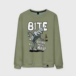 Свитшот хлопковый мужской Bender - Bite my ass, цвет: авокадо