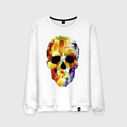 Свитшот хлопковый мужской Color skull - sketch, цвет: белый