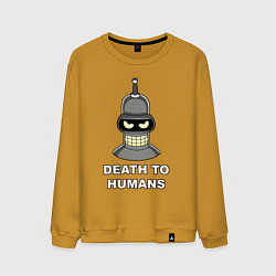 Свитшот хлопковый мужской Bender - death to humans, цвет: горчичный