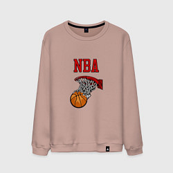 Свитшот хлопковый мужской Basketball - NBA logo, цвет: пыльно-розовый