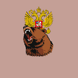 Свитшот хлопковый мужской Патриотичный медведь на фоне герба, цвет: пыльно-розовый — фото 2