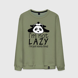 Свитшот хлопковый мужской Я не ленивый я просто быстро устаю - панда, цвет: авокадо