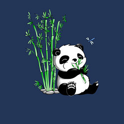 Свитшот хлопковый мужской Панда бамбук и стрекоза, цвет: тёмно-синий — фото 2