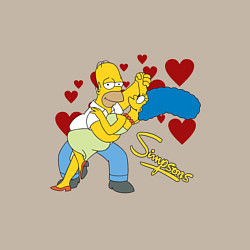 Свитшот хлопковый мужской Гомер и Мардж Симпсон, цвет: миндальный — фото 2