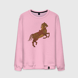Свитшот хлопковый мужской Стимпанк-лошадь, цвет: светло-розовый