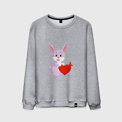 Свитшот хлопковый мужской Кролик с сердцем, цвет: меланж