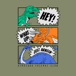 Свитшот хлопковый мужской Поп арт говорящие динозавры, цвет: авокадо — фото 2