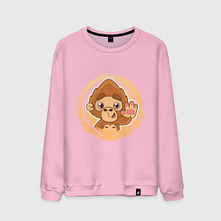 Свитшот хлопковый мужской Забавная обезьянка машет рукой, цвет: светло-розовый