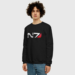Свитшот хлопковый мужской Mass Effect N7 - Logotype, цвет: черный — фото 2