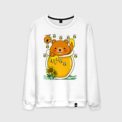 Свитшот хлопковый мужской Медвежонок в баночке меда, цвет: белый