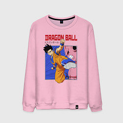 Свитшот хлопковый мужской Dragon Ball - Сон Гоку - Удар, цвет: светло-розовый