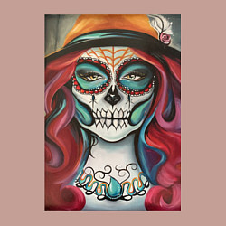 Свитшот хлопковый мужской Santa muerte картина в цвете, цвет: пыльно-розовый — фото 2