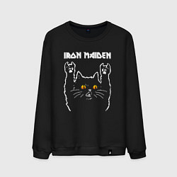 Свитшот хлопковый мужской Iron Maiden rock cat, цвет: черный