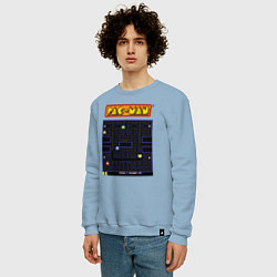 Свитшот хлопковый мужской Pac-Man на ZX-Spectrum, цвет: мягкое небо — фото 2