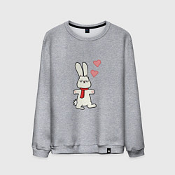 Свитшот хлопковый мужской Кролик с сердечками, цвет: меланж