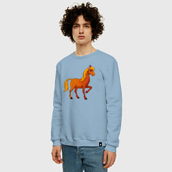 Свитшот хлопковый мужской Добрый конь, цвет: мягкое небо — фото 2