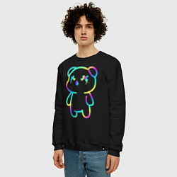 Свитшот хлопковый мужской Cool neon bear, цвет: черный — фото 2