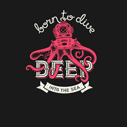 Свитшот хлопковый мужской Осьминог водолаз ретро, цвет: черный — фото 2