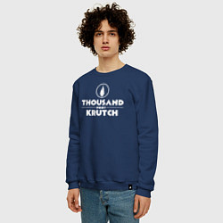 Свитшот хлопковый мужской Thousand Foot Krutch белое лого, цвет: тёмно-синий — фото 2