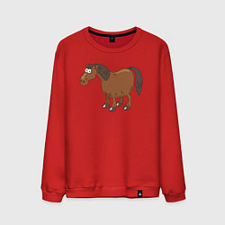 Свитшот хлопковый мужской Забавный конь, цвет: красный