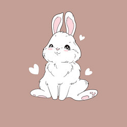 Свитшот хлопковый мужской Милый белый зайчик с сердечками, цвет: пыльно-розовый — фото 2