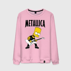 Свитшот хлопковый мужской Металлика Барт Симпсон, цвет: светло-розовый