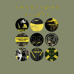 Свитшот хлопковый мужской Twenty One Pilots коллаж, цвет: авокадо — фото 2