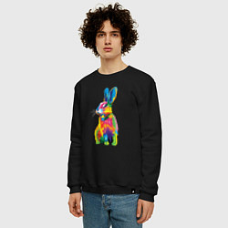 Свитшот хлопковый мужской Кролик в стиле поп-арт, цвет: черный — фото 2
