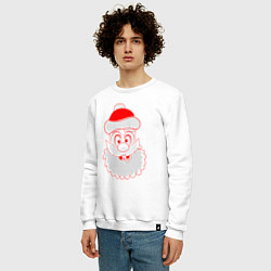 Свитшот хлопковый мужской Лицо Деда Мороза, цвет: белый — фото 2