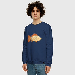 Свитшот хлопковый мужской Рыбка Золотая, цвет: тёмно-синий — фото 2