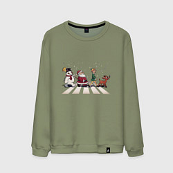 Свитшот хлопковый мужской Beatles Christmas, цвет: авокадо