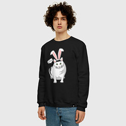 Свитшот хлопковый мужской Кролик Бендер - 2023, цвет: черный — фото 2